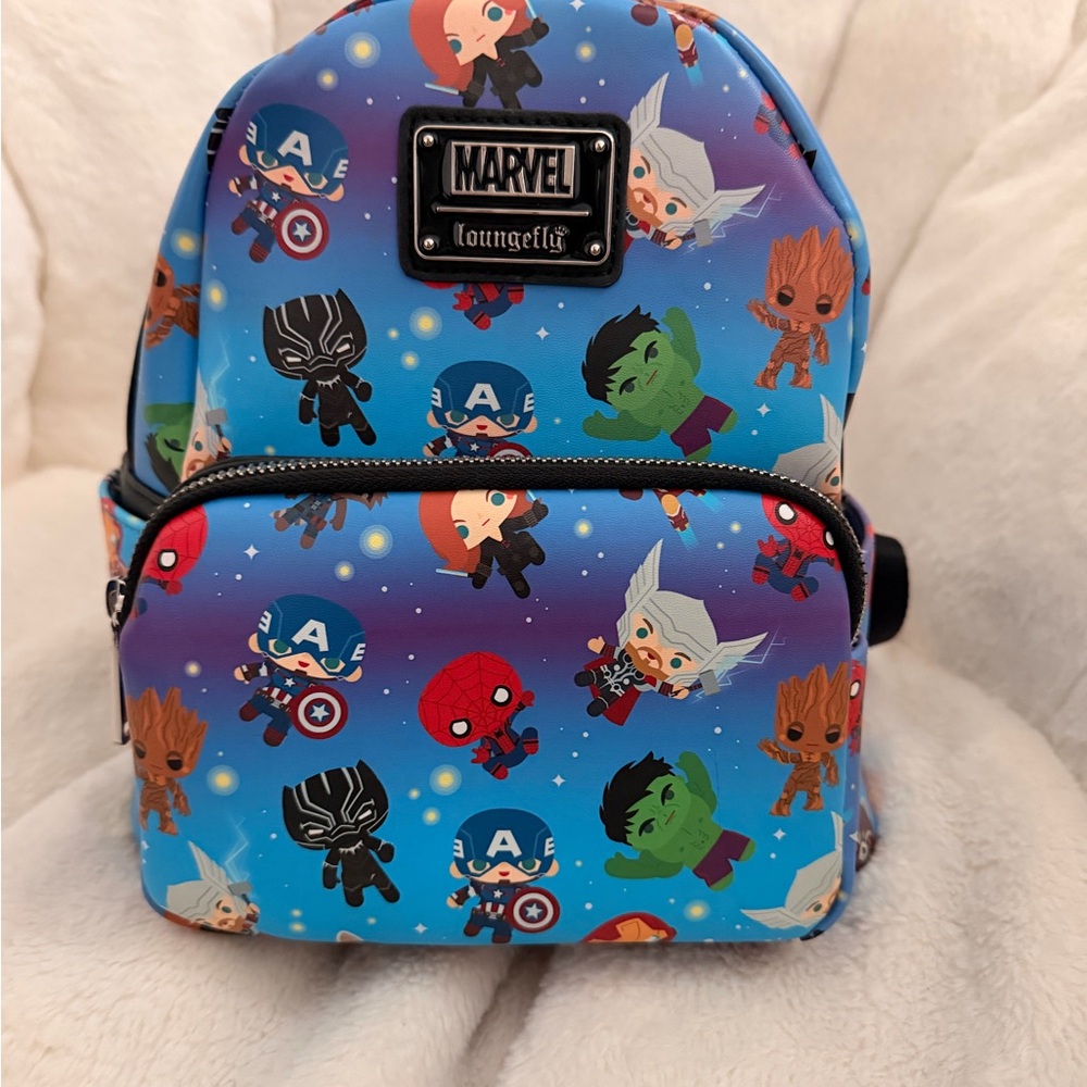 Loungefly Marvel Backpack - Blue with Superheroes